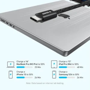 أنكر Zolo | كابل USB-C إلى USB-C (مضفر، مقاوم للأوساخ) | A8060 | طول 1 متر