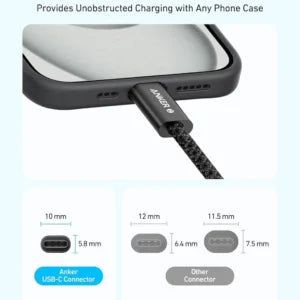 أنكر Zolo | كابل USB-C إلى USB-C (مضفر، مقاوم للأوساخ) | A8060 | طول 1 متر