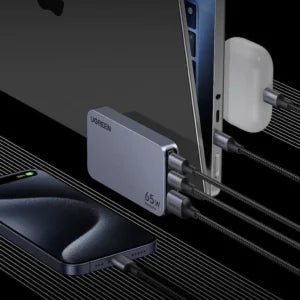 شاحن UGREEN Nexode Pro USB-C بقوة 65 واط – محول شحن سريع متعدد الأجهزة GaNFast | الطراز X753 | 25356